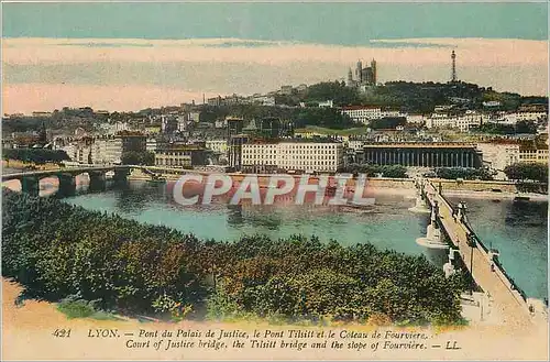 Ansichtskarte AK Lyon Pont du Palais de Justice Le Pont Tilsit et le Coteau de Fourviere