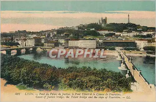 Cartes postales Lyon Pont du Palais de Justice Le Pont Tilsit et le Coteau de Fourviere