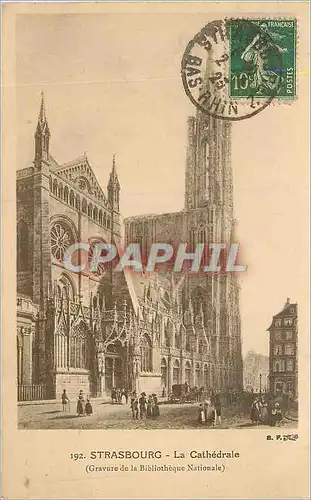 Cartes postales Strasbourg La Cathedrale (Gravure de la Bibliotheque Nationale)