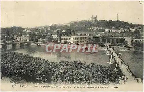 Ansichtskarte AK Lyon Pont du Palais de Justice Le Pont Tilsit et le Coteau de Fourviere