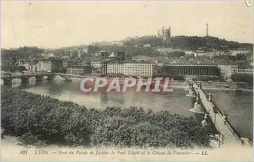 Cartes postales Lyon Pont du Palais de Justice Le Pont Tilsit et le Coteau de Fourviere