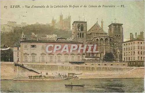 Cartes postales Lyon Vue d'ensemble de la Cathedrale St Jean et du Coteau de Fourviere