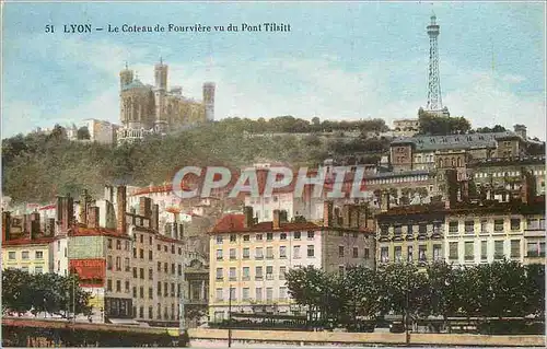 Cartes postales Lyon Le Coteau de Fourviere vu du Pont Tilsit