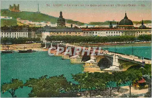 Cartes postales Lyon Le Pont de la Guilotiere et l'Hotel Dieu
