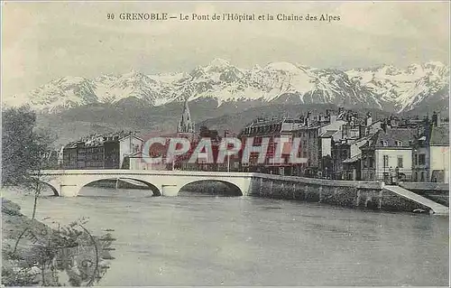 Ansichtskarte AK Grenoble Le Pont de l'Hopital et la Chaine des Alpes