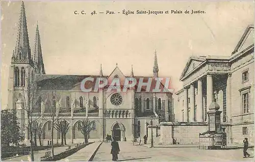 Ansichtskarte AK Pau Eglise Saint Jacques et Palais de Justice
