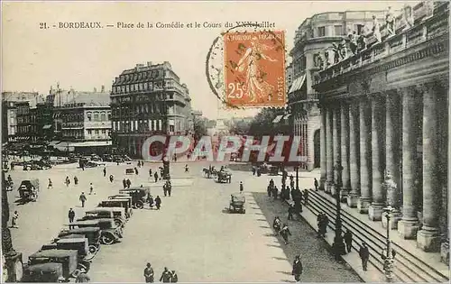 Cartes postales Bordeaux Place de la Comedie et le Cours du XXX Juillet Automobiles