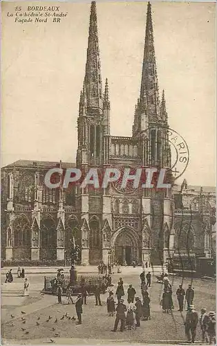 Cartes postales Bordeaux La Cathedrale St Andre Facade Nord Tramway