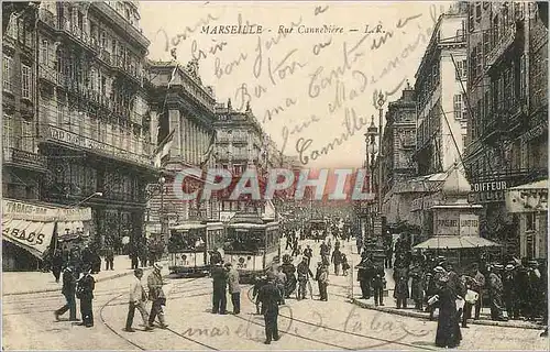 Cartes postales Marseille Rue Cannebiere Tramway Coiffeur