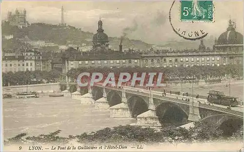 Ansichtskarte AK Lyon Le Pont de la Guillotiere et l'Hotel Dieu Tramway