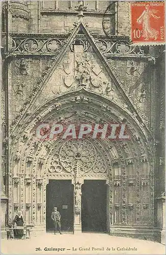 Ansichtskarte AK Quimper Le Grand Portail de la Cathedrale