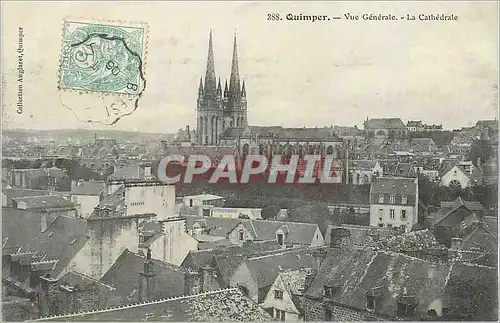 Cartes postales Quimper Vue Generale La Cathedrale