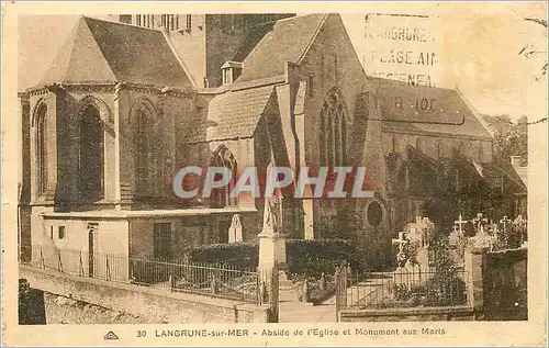 Cartes postales Langrune sur Mer Abside de l'Eglise et Monument aux Morts