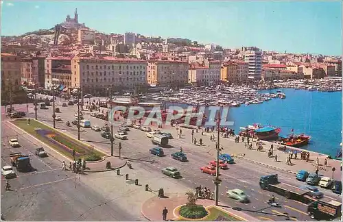 Cartes postales moderne Marseille Un Coin du Port Quai des Belges et Notre Dame de la Garde