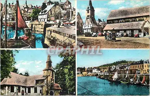 Cartes postales moderne Honfleur (Calvados) Vieux Bassin et Lieutenance La Chapelle de Grace Bateaux