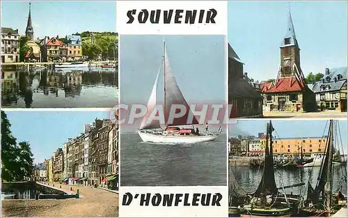 Moderne Karte Honfleur (Calvados) Bateaux