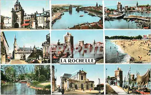 Cartes postales moderne La Rochelle La Grosse Horloge Le Port Hotel de Ville Les Parcs Les Tours La Cathedrale