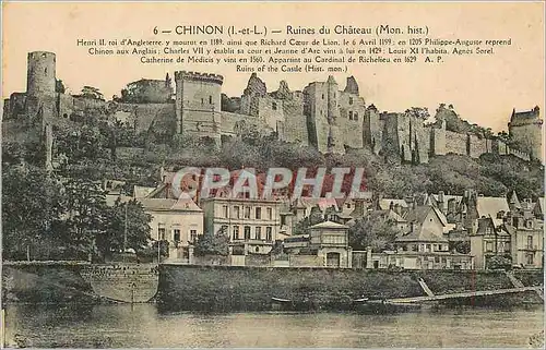 Cartes postales Chinon (I et L) Ruines du Chateau (Mon His)