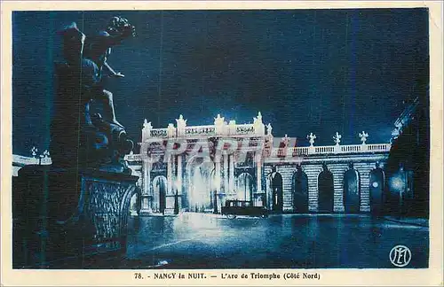 Ansichtskarte AK Nancy La Nuit L'Arc de Triomphe (Cote Nord)