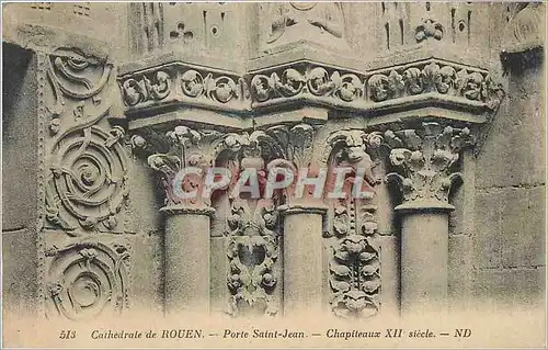Cartes postales La Cathedrale de Rouen Porte Saint Jean Chapiteaux XIIe Siecle