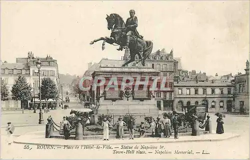 Ansichtskarte AK Rouen Place de l'Hotel de Ville Statue de Napoleon