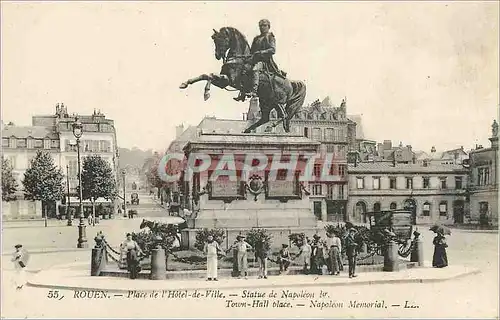 Cartes postales Rouen Place de l'Hotel de Ville Statue de Napoleon
