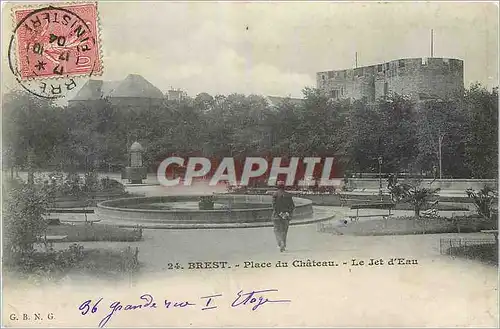 Cartes postales Brest Place du Chateau Le Jet d'Eau