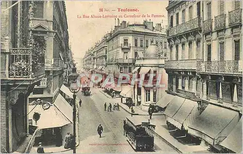 Cartes postales Toulouse La Rue Alsace Lorraine au Carrefour de la Pomme Tramway