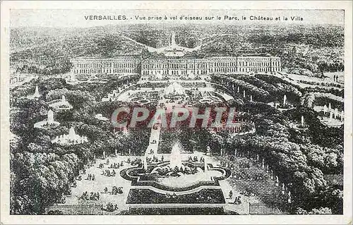 Cartes postales Versailles Vue prise a vol d'oiseau sur le Parc Le Chateau et la Ville