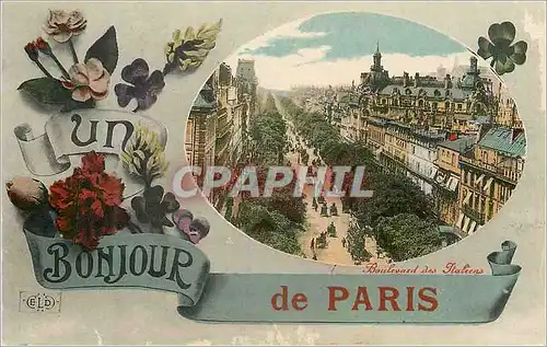 Cartes postales Bonjour de Paris Boulevard des Italiens