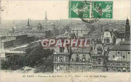 Cartes postales Paris Panorama des Huit Ponts Tour Eiffel