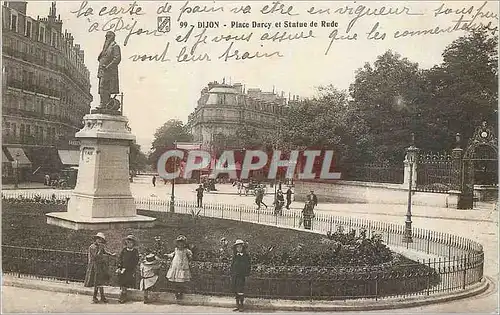 Cartes postales Dijon Place Darcy et Statue de Rude Enfants