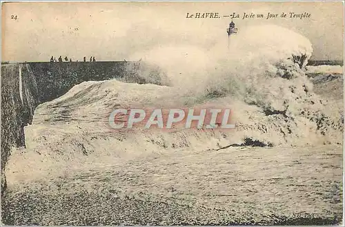 Cartes postales Le Havre La Jetee un Jour de Tempete Phare