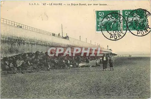 Cartes postales Le Havre La Digue Ouest par mer Basse