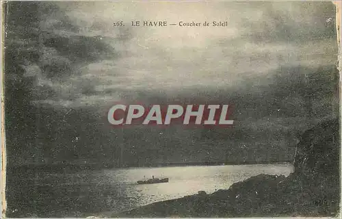 Cartes postales Le Havre Coucher du Soleil Bateau
