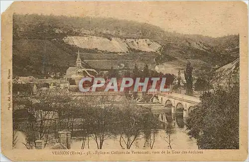 Ansichtskarte AK Vernon (Eure) Eglise et Collines de Vernonet vues de la Tour des Archives