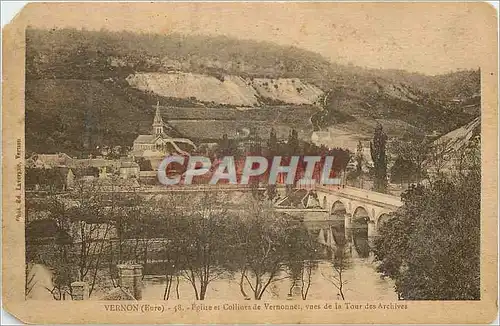 Cartes postales Vernon (Eure) Eglise et Collines de Vernonet vues de la Tour des Archives