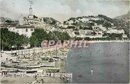 Moderne Karte Menton Le Port La Plage et la Vieille Ville Bateaux