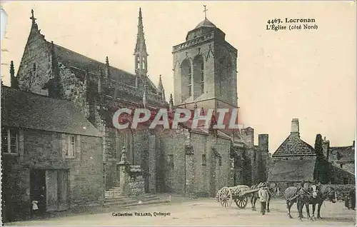 Cartes postales Locronan L'Eglise (Cote Nord) Attelage Chevaux