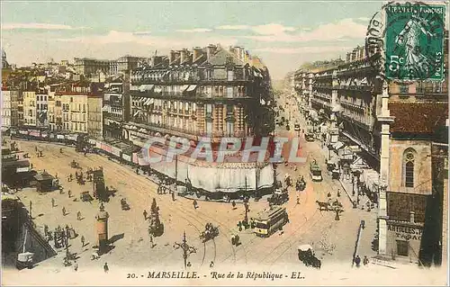 Ansichtskarte AK Marseille Rue de la Republique Tramway