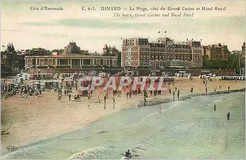 Cartes postales Dinard La Plage Cote du Grand Casino et Hotel Royal
