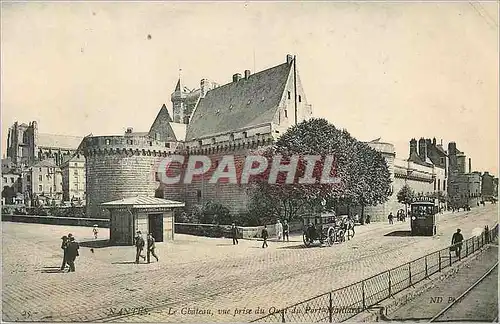 Cartes postales Nantes Le Chateau vue prise du Quai du Port Tramway Caleche
