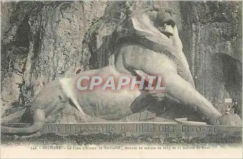 Ansichtskarte AK Belfort le Lion (Oeuvre de Bartholdi) Mesure 22 m et 11 m de Haut