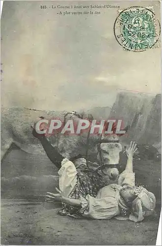 Cartes postales La Course a Anes aux Sables d'Olonne A Plat vantre sur le Dos Donkey