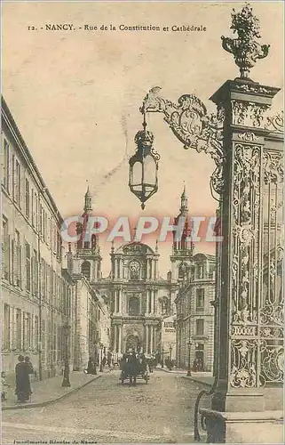 Cartes postales Nancy Rue de la Constitution et Cathedrale