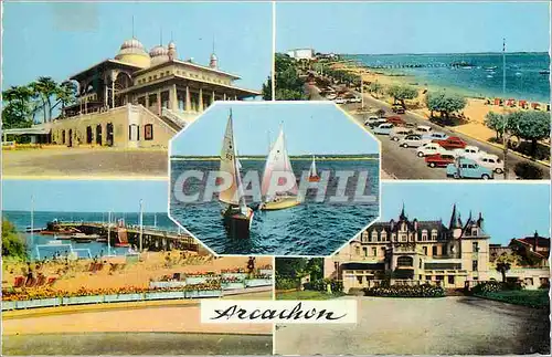 Moderne Karte Arcachon Cote d'Argent Casino Mauresque La Plage Regates Bateaux