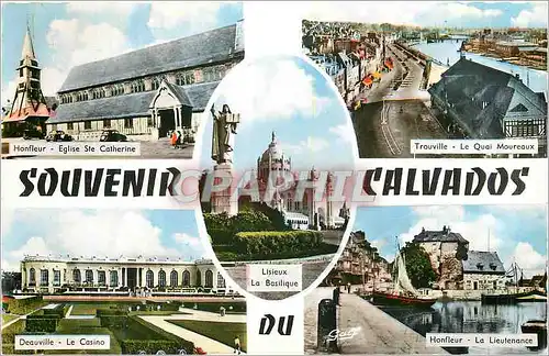 Cartes postales moderne Souvenir du Calvados Honfleur Deauville Trouville Quai Moureaux Eglise Ste Catherine Casino Lieu