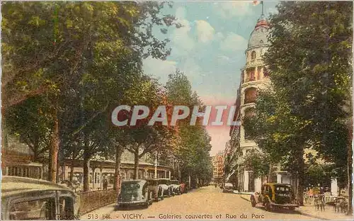 Cartes postales Vichy Galeries Couvertes et Rue du Parc Automobiles
