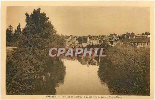 Cartes postales Alencon Vue sur la Sarthe a Gauche Le Dome de Notre Dame