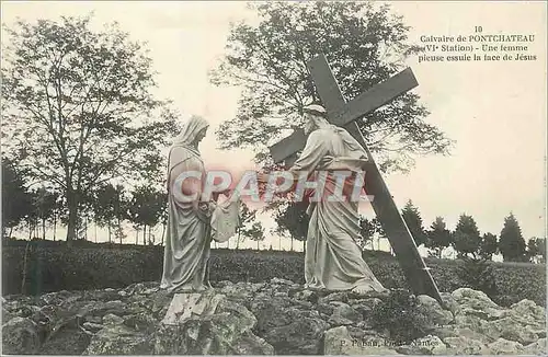 Cartes postales Calvaire de Pontchateau (VIe station) Une Femme Pieuse essuie la face de Jesus